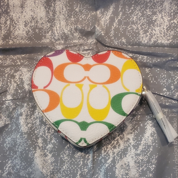 Coach Limited Edition Rainbow Heart Coin Purse - Picture 3 of 6